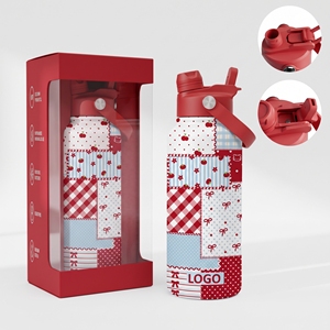 Bouteille d'eau isotherme sport et gym en acier inoxydable 304 à double paroi, avec couvercle 2-en-1 et logo personnalisé, anti-fuite, pour gobelets de 18oz et 32oz - Product Image 1