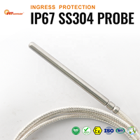 Sensor Suhu WTsensor Pt100 Pt1000 RTD Kelas A -50~300C IP67 SS304 Probe 5mm Respon Termal Cepat Kustom