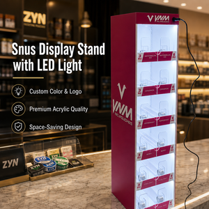 Exhibidores Acrílicos Personalizados para Bolsas de Snus, con Sistema de Empuje e Iluminación LED para Tiendas de Tabaco - Product Image 1