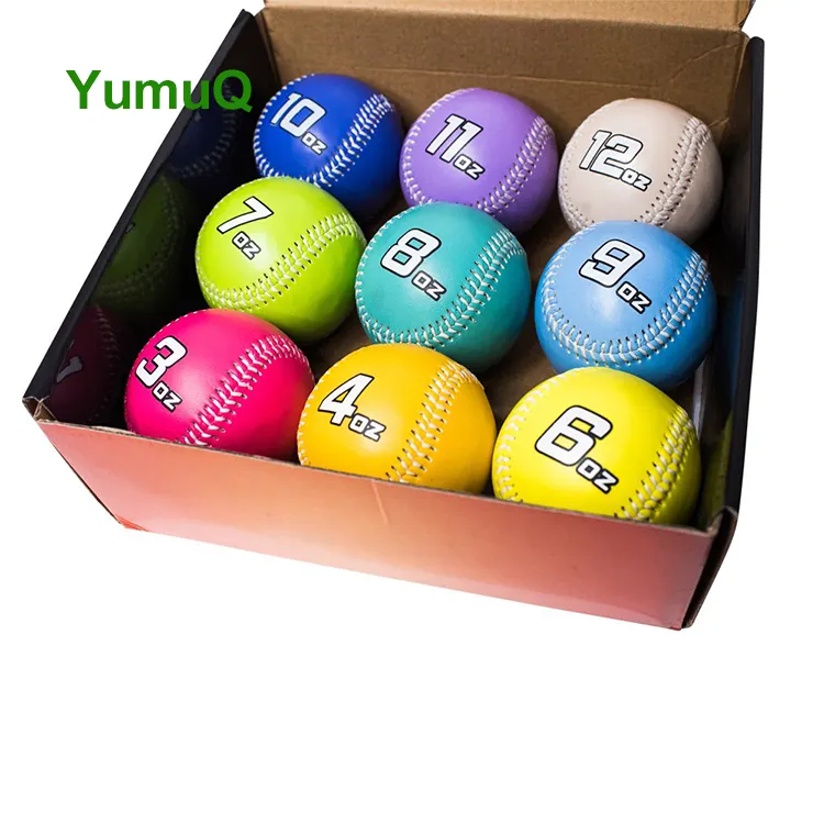YumuQ Leder gewichtetes Ball-Baseball-Set mit strap azier fähiger Kordel zug tasche zum Werfen von Pitching-Training