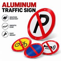 Panneaux d'avertissement en aluminium sur mesure avec feuille réfléchissante, panneau de signalisation routière rond en aluminium, panneau de signalisation d'interdiction de stationnement