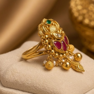 Indian Traditional <b>Ring</b> for Women <b>Gold</b> Heritage Jewelry Pendant Design for Wedding Party Gift - Product Image 4