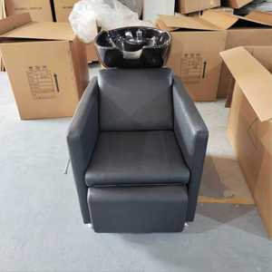 Sillón de Lavado de Cabello Negro para Salón de Belleza, Estación de Lavabo para Barbería, Silla Tapizada para Lavar el Cabello para Salón y Spa - Product Image 6