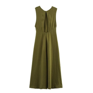 Vestido Midi de Lino sin Mangas para Mujer, Estilo Vintage Chic, Verano 2026, Transpirable, Cintura Natural, Tejido con Agujeros, Casual - Product Image 4