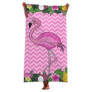 Toalla de playa de flamenco rosa de microfibra para exteriores Toalla de baño a prueba de arena de secado rápido Regalos Toalla de playa hawaiana divertida para mujeres - Product Image 2