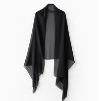 Ensemble Abaya Musulmane Élégante Deux Pièces : Cape en Mousseline, Robe à Col V Pailletée, Motif Floral, Abaya Noire Faite Main avec Hijab pour Quotidien/Soirée