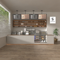 Comptoir de bar à café en pierre artificielle sur mesure pour café |   Comptoir de réception moderne pour café et solution clé en main pour l'aménagement intérieur d'un café