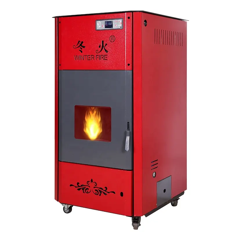 24KW factory direct supply air heating freestanding steel stove 24kW cast iron real fire burning biomass pellet boiler