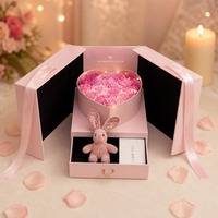 Boîte cadeau surprise rigide rose mat à double tiroir, multicouche, avec ruban de satin pour demande en mariage, vente en gros directe d'usine