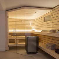 Poêle de sauna électrique infrarouge lointain tout-en-un Triunity SUANA-SD 9KW pour extérieur, moderne, à vapeur sèche, 2 personnes, en hemlock, anti-UV, garantie 1 an, avec prise.