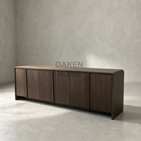 Buffet en bois de chêne rainuré OAKEN, meuble de rangement moderne avec portes cannelées pour salon et salle à manger
