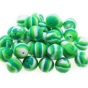 สินค้ามาใหม่ ลูกปัดซิลิโคนทรงกลมสีเขียวลายวน 15 มม. เกรดอาหาร 100% สำหรับทำสร้อยคอ งานฝีมือ สร้อยข้อมือ เครื่องประดับ วันเซนต์แพทริก - Product Image 6