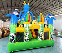 Toboggan aquatique gonflable avec piscine, logo personnalisé OEM, combo château gonflable, aire de jeux extérieure commerciale pour enfants, usine