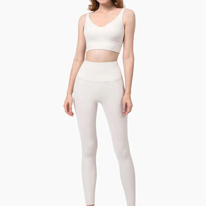 Ensemble de yoga et de danse 2 pièces avec logo personnalisé et pantalon taille haute, couleur OEM, en vente - Product Image 1