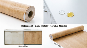 Papier peint auto-adhésif résistant à l'huile, facile à nettoyer, design <span class=keywords><strong>bois</strong></span> pour cuisine - Product Image 4