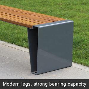 Bancos de parque comercial Silla de jardí<span class=keywords><strong>n</strong></span> de madera al aire libre sin respaldo bancos de hierro para área pública - Product Image 5