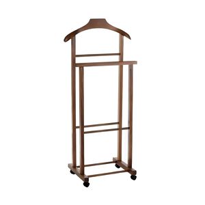 Appendiabiti in Legno di Faggio 43x33x105 Cm Colore Noce con Ruote per Conservazione Abiti - Product Image 1