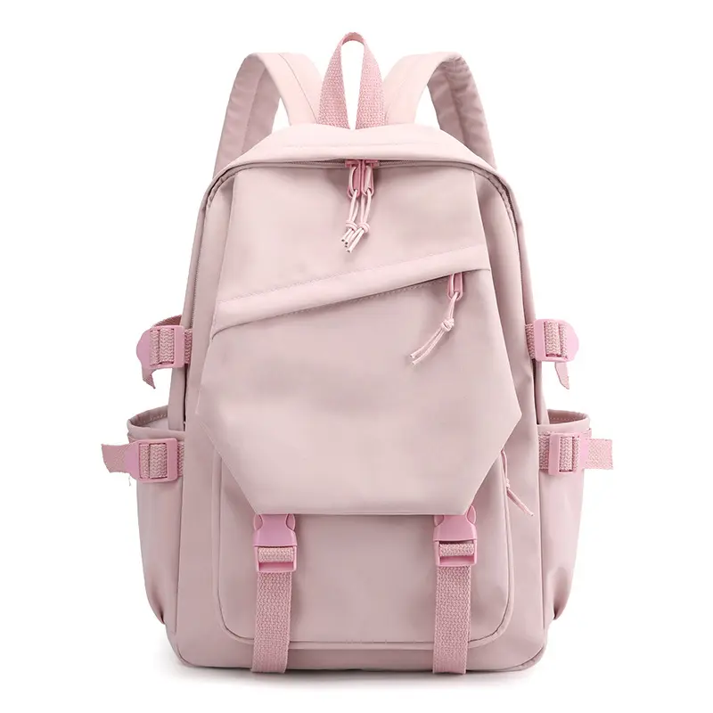 Di alta qualità 2024 casual nuovo panno di nylon tinta unita zaino college portatile viaggio escursionismo colore borsa di scuola personalizzata per le ragazze