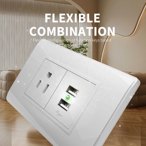 Nam Mỹ tiêu chuẩn lõm USB ổ cắm <span class=keywords><strong>118</strong></span>*72 Mét USA 3 pins Ổ cắm điện ổ cắm với USB loại A + một USB sạc Ổ cắm - Product Image 4