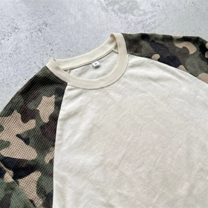 Custom Design Streetwear Vintage Thermal Waffle Knit <b>Long</b> <b>Sleeve</b> T <b>Shirt</b> Camo Pullover Tee Oversize Acid Wash T <b>Shirt</b> - Product Image 2