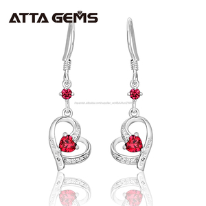 ATTA gemas de Plata de Ley 925 de plata pendientes de plata con rubí zafiro en forma de corazón de piedras preciosas - Product Image 1