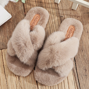 Fornitura di fabbrica a punta chiusa calda in pelliccia sintetica <span class=keywords><strong>con</strong></span> suola in TPR <span class=keywords><strong>scarpe</strong></span> di peluche per uso domestico da donna - Product Image 1