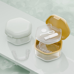 Wholesale Household Storage Orthodontic Retainer Case Sealed <b>Denture</b> Cleaning Cleaner <b>Box</b> 2 Layer Portable False Teeth Container - Product Image 5
