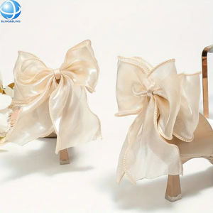 Broche de zapato con lazo de malla de satén Beige, <span class=keywords><strong>Clip</strong></span> de zapato extraíble <span class=keywords><strong>para</strong></span> mujer, Sandalia de tacón alto <span class=keywords><strong>para</strong></span> boda, accesorios decorativos de <span class=keywords><strong>joya</strong></span> - Product Image 4