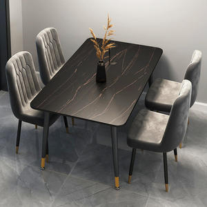 Luxury 4-Seater Marble <strong>Dining</strong> <strong>Set</strong> for <strong>Kitchen</strong> High Quality 4 Chair Table Design for Hotel Outdoor Use MDF Wood Style - Product Image 5