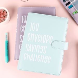 สมุดบันทึกปกหนัง PU แบบกำหนดเอง พร้อมช่องใส่บัตร สำหรับบันทึกความท้าทาย 100 วัน ซองใส่เงิน แฟ้มเอกสารสำหรับโรงเรียนและการนำเสนอ - Product Image 3