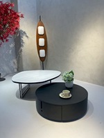 Table basse de salon moderne et minimaliste avec plateau en marbre et hauteur réglable pour petits appartements, meubles pour personnes âgées