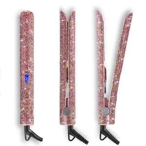 Date Vente Chaude Cristal Diamant Décoration Rapide Chaleur Bling Fers Plats LCD Affichage Lisseur Cheveux