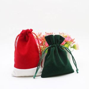 Custom Logo Recyclable Christmas Velvet Drawstring Pouches Screen Printing OEM Promotional <b>Gifts</b> Green <b>Small</b> <b>Bags</b> Jewelry - Product Image 2