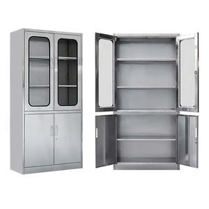خزائن تخزين فولاذية - سعة كبيرة مع رفوف زجاجية آمنة، خزانة تخزين للمختبرات والمستشفيات والعيادات - Product Image 2