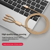 Câble de charge rapide 3-en-1 en nylon tressé pour téléphones mobiles Android et appareils Type-C