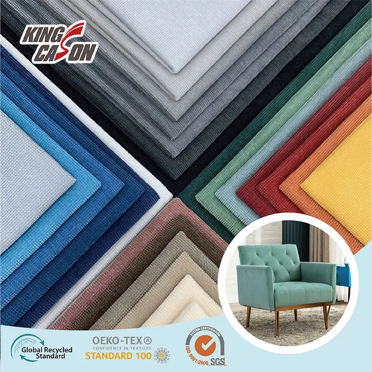Kingcason renkli kumaş yaygın kullanımı sıcak satış en metalik dökün 100% Polyester fabrikasyon kanepeler kumaş
