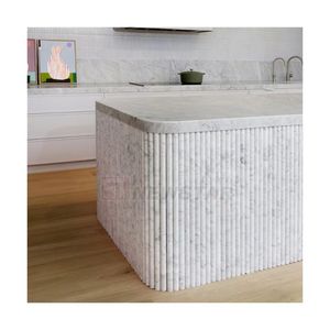 Gạch Bán Sỉ Đá Newstar Đá Tự Nhiên 3D Đá Cẩm Thạch Tường Nhà Bếp Đá Cẩm Thạch Khắc Hình Đảo Carrara Đá Cẩm Thạch Có Rãnh Màu Trắng - Product Image 2