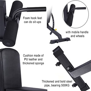 <span class=keywords><strong>Banc</strong></span> d'entraînement semi-commercial réglable VIGFIT avec roulettes et repose-pieds amovible pour inclinaison, position plate et declin - pour la maison et la salle de sport - Product Image 3