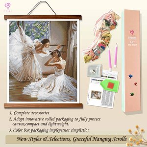 Kit de Broderie Diamant DIY Portrait de Danseuses de Ballet, Strass Rond en Cristal, avec Cadre Rectangulaire Style Classique - Product Image 4