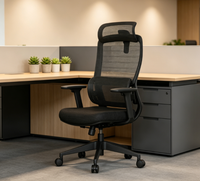 Chaise de bureau ergonomique moderne en PP à dossier haut entièrement en maille, pivotante avec appui-tête et soutien lombaire réglables