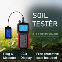 Testeur de sol avec écran, affichage en temps réel, mesure de l'humidité, de la température, de la salinité, du pH et de l'EC, pour les tests de fertilisation