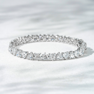 Pulsera de Diamantes de Laboratorio, Oro Blanco de 18K, 5*5mm, DEF VS, Corte Corazón, Pulsera de Diamantes Cultivados en Laboratorio - Product Image 3