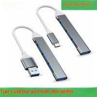 En stock, Hub USB Type-C 4 en 1, alliage d'aluminium 2.1, ports USB 3.0 haute vitesse, compatible avec les ordinateurs portables USBC, les appareils Type C