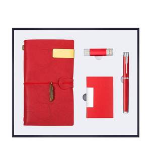 Coffret cadeau d'affaires 4 pièces : stylo, porte-cartes, clé USB, logo personnalisé, luxe léger, cadeaux d'entreprise annuels personnalisés - Product Image 1
