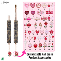 Ensemble de brosses à ongles multifonctionnelles de qualité supérieure avec manche en strass léopard et pendentif style Saint-Valentin pour usage professionnel