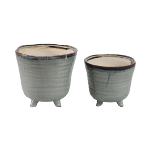 Vasi in ceramica smaltata con piedini per uso interno ed esterno, vasi rialzati per decorazioni domestiche - Product Image 1