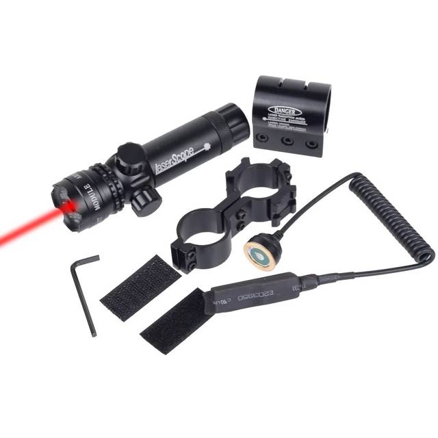 Hunting Aluminum Red Green Sight Set Scope Adjustable Tactical Laser Pointer with 2 Clips and Pressure Switch 20mm Mount