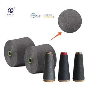 Manufacturer custom polyester spun yarn 30/1Recycled Grey Melange 100% spun polyester raw yarn