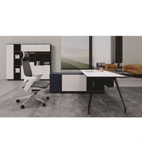 Conception de bureau de direction, table de bureau en stratifié noir mélamine, mobilier de bureau moderne, panneau convertible en bois moderne