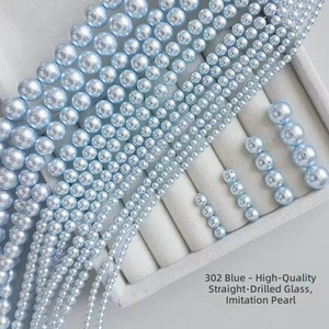 Perle sfuse in stock per la vendita, bellissime perle <span class=keywords><strong>blu</strong></span> 302 colore azzurro cielo per collane fai da te, orecchini, creazione di gioielli, perle da matrimonio - Product Image 1